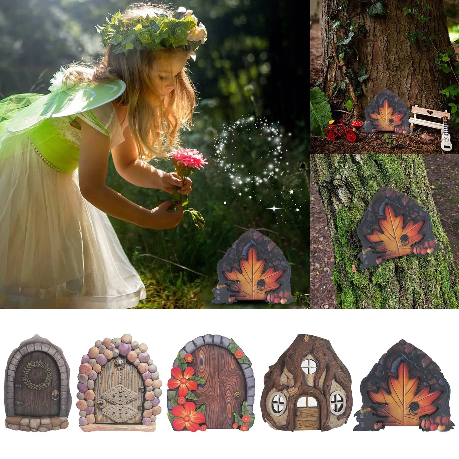 

Fairy Door Window Gate DIY Fairy Garden House Decor Dwarf Elf Door Figurines Decorations Mini Ornaments Gifts