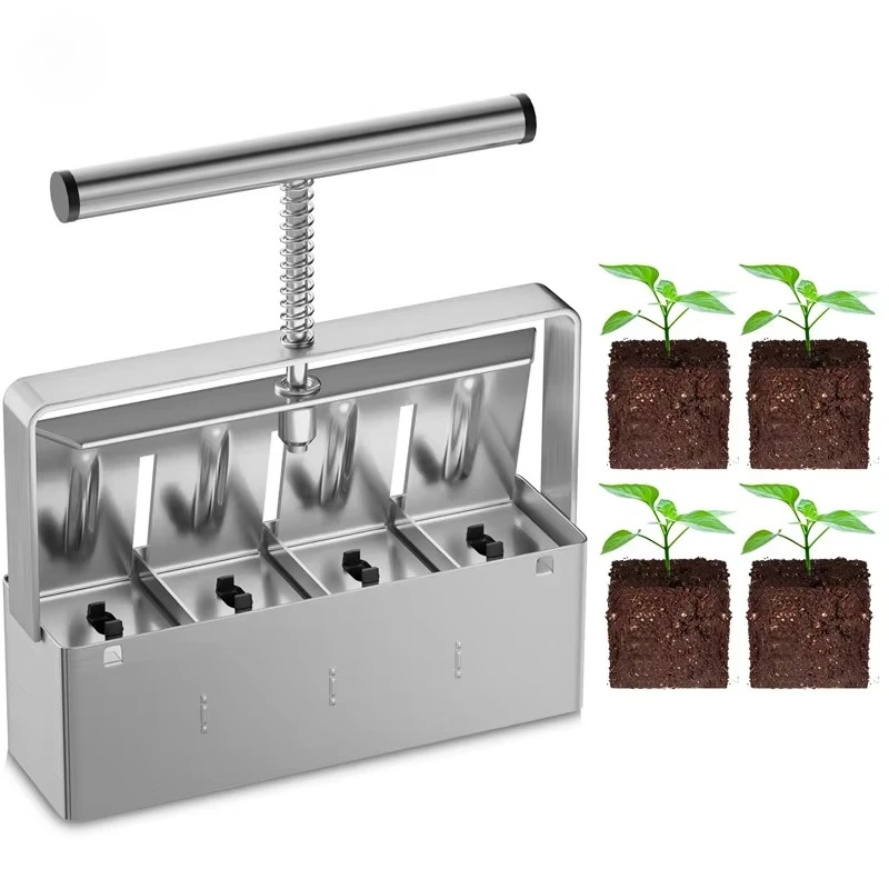 

Manual Double Row Galvanized Stainless Steel Quad Micro Mini Hand-Held Garden Seedling Soil Blocker