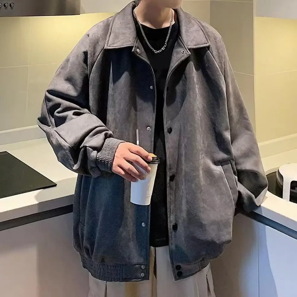 2024 Nowa oferta Oversized Aviator Jacket Fashion Casual Suede Flip Lining Slim Quality Męski wiosenny i jesienny luźny płaszcz roboczy