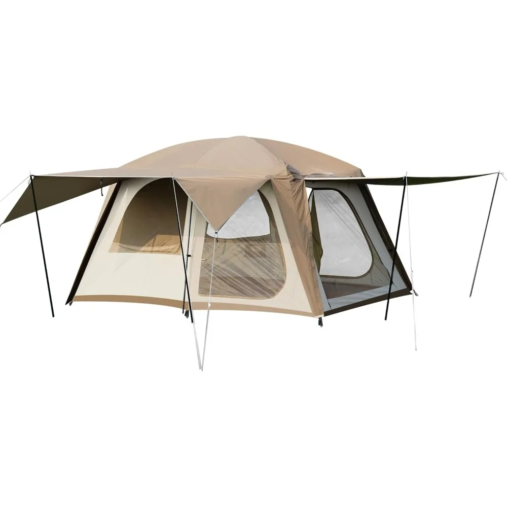 

4-6 person camping tent with 3 door 2 room large family cabin tents, double layer waterproof portable glamping tent, big tents