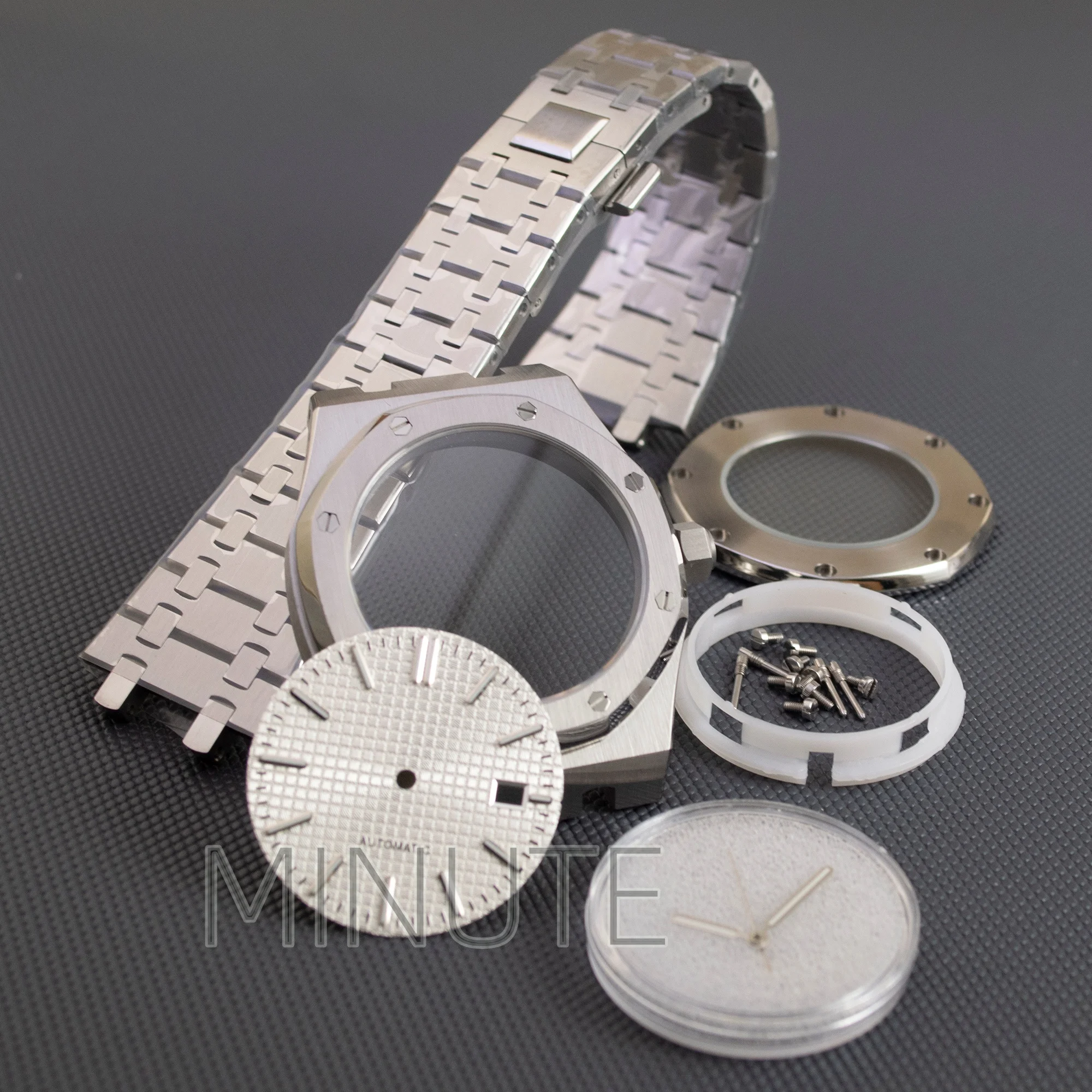 41mm Octagonal NH35 Watch Case Stainless Steel Strap Sapphire Glass Waterproof For Royal Oak NH35/NH36/4R36 Movement 31.8mm Dial