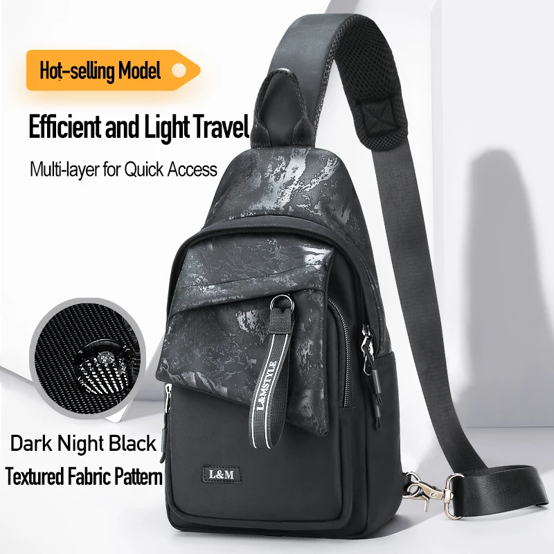 Male Sling Bag Leakproof, Brand L&M Men's Shoulder Bags Lightweight, High-quality Chest Packet, Causal Style Crossbody Backpack