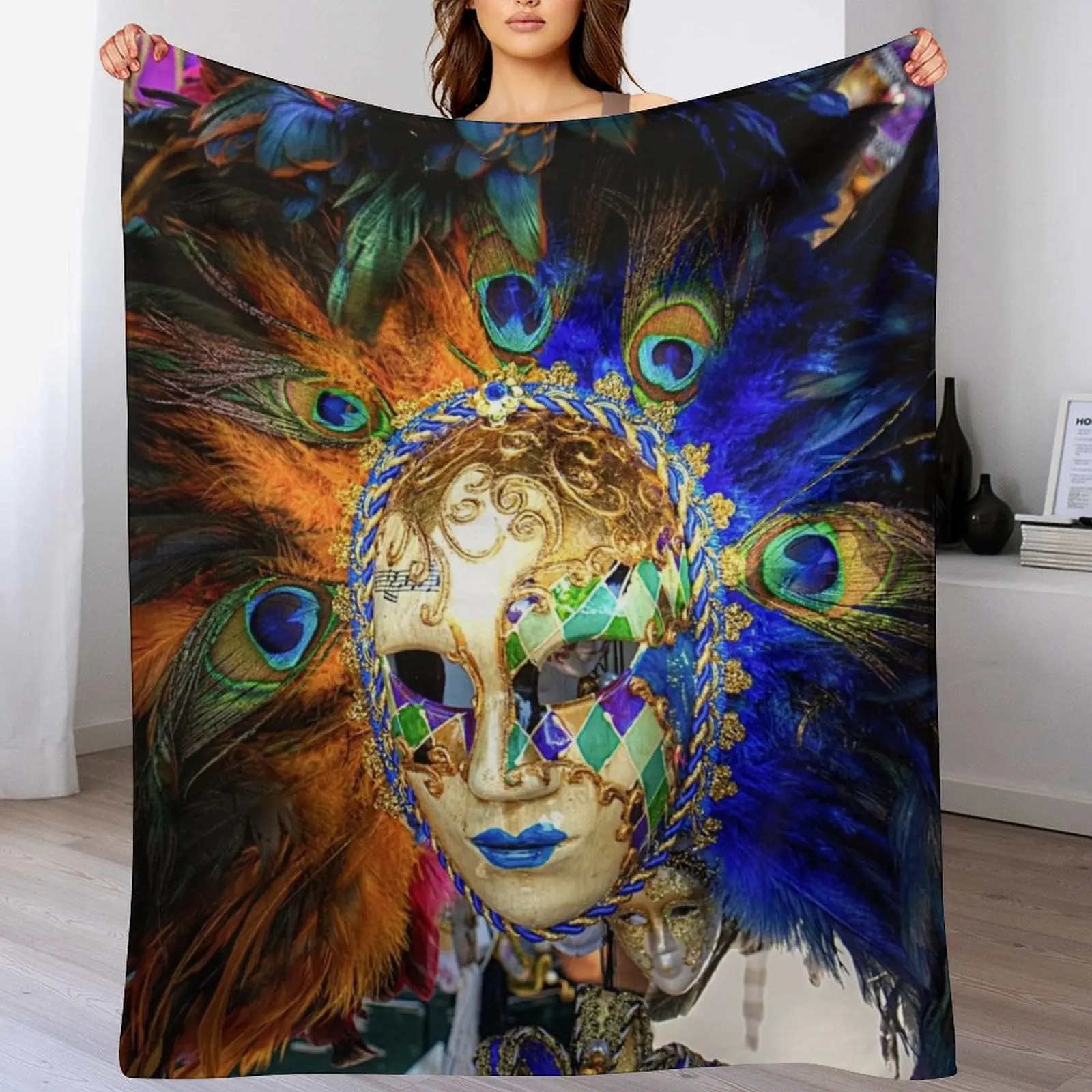 Venetian Carnival Mask Throw Blanket Retros Giant Sofa decorative Blankets