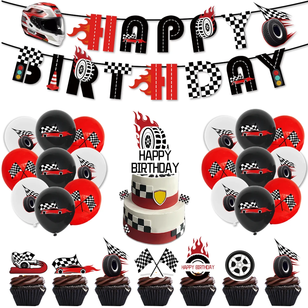 Racing Car Birthday Party Decorations Race Car Theme Plate Balloon Banner Tablecover For Baby Shower Kids Boys Party Supplies