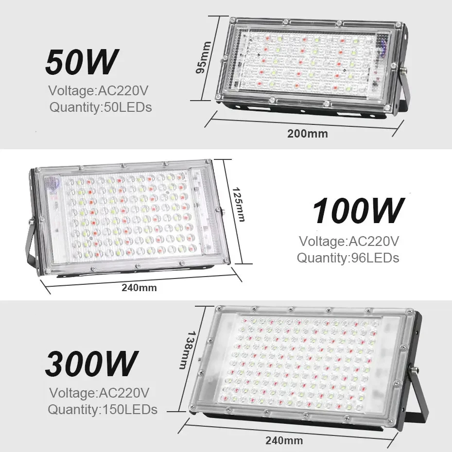 100W 200W 300W reflektor szerokostrumieniowy RGB oświetlenie zewnętrzny reflektor punktowy IP65 wodoodporne reflektory LED AC 220V z pilotem EU