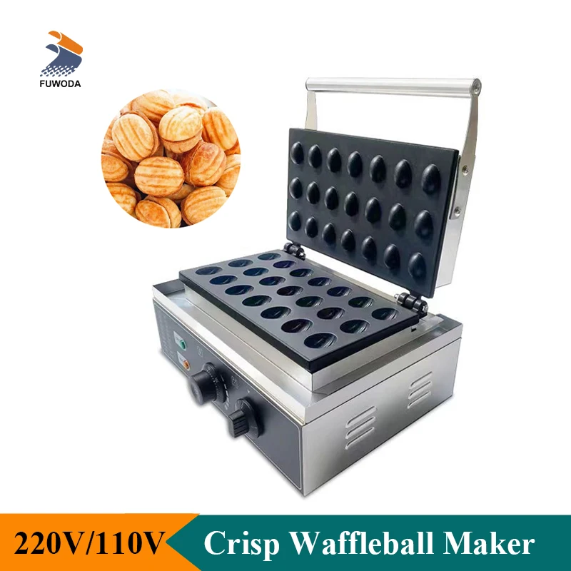 110V 220V Waffleball Maker 21 Holes Non Stick Coating Chestnut Shaped Mini Waffle Making Baking Machine Snack Equipment