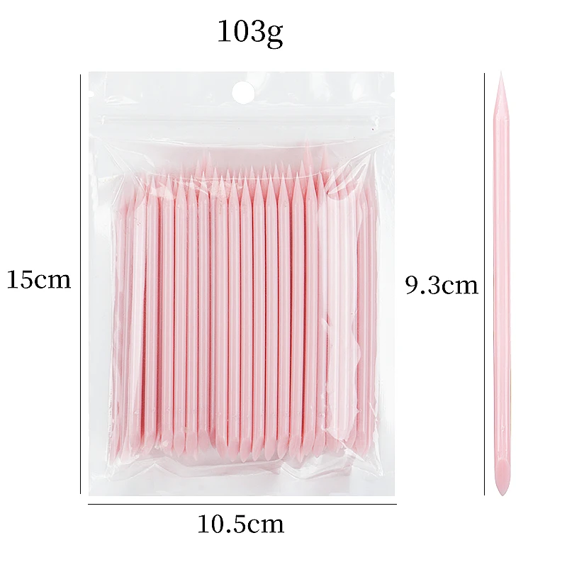 50pcs Nail Cuticle Pusher manicure Remover Pink Plastic Stick Nail Art Design Gel Polish Drawing Sticks strumenti per il trucco