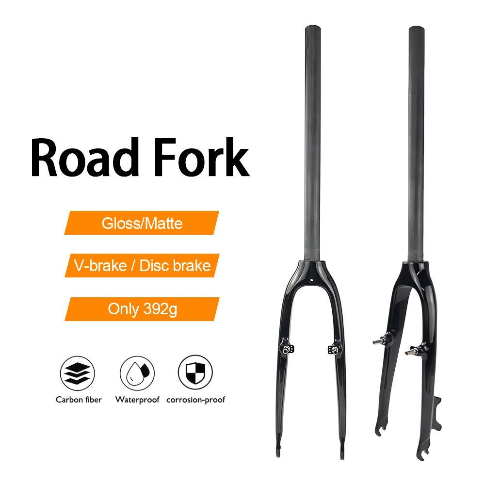 

Carbon Fiber Front Fork Rigid for MTB Road Bicycle 3K Gloss Matte Finish Lightweight Straight Tube Disc/V/C Brake Compatible