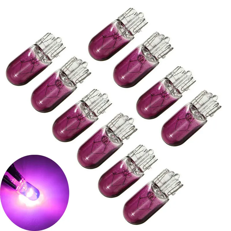10X White T10 W5W 501 194 Clear Signal Lamp Glass 12V 5W Warm White Red W2.1x9.5d Single Filament Car Bulb Auto Light Halogen
