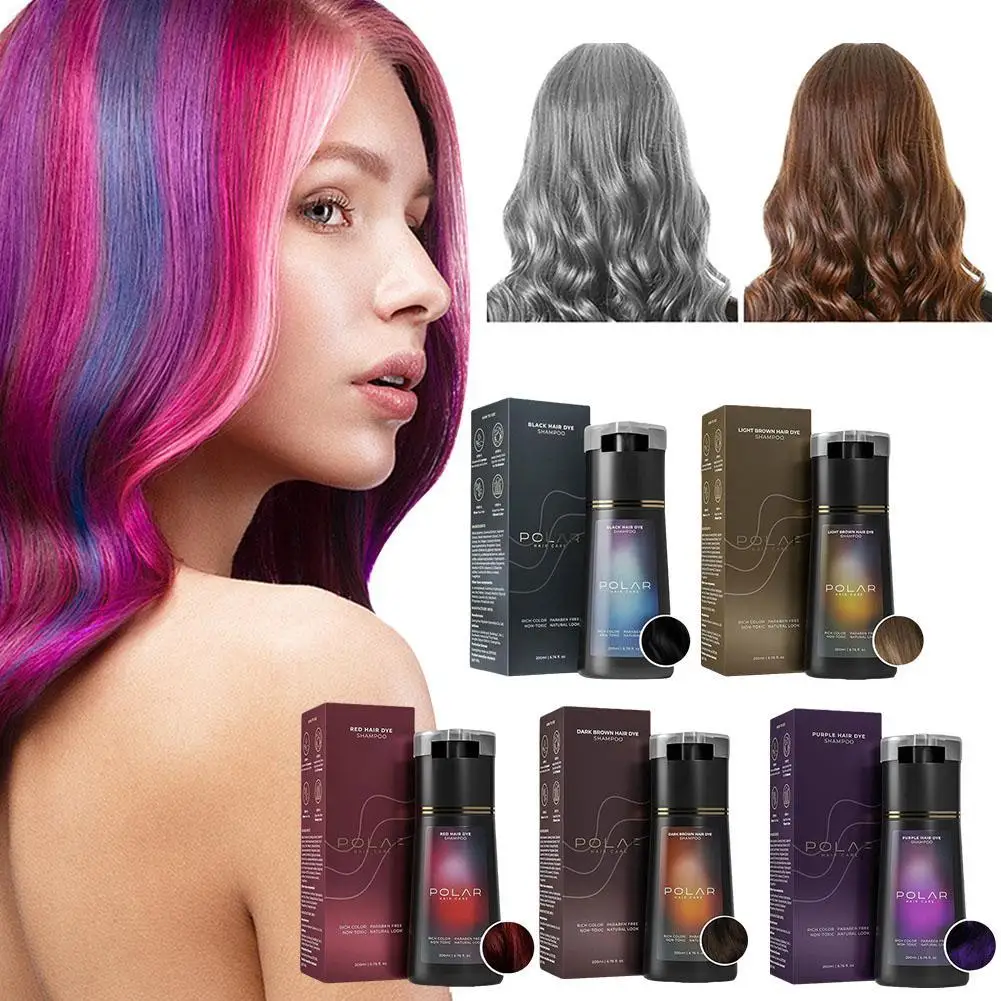 200ml Original Hair Dye Shampoo Hair Instant Dye Shampoo Men Women Quick Easy Safe Hair Color Gray Hair Coverage Nourish Scalp