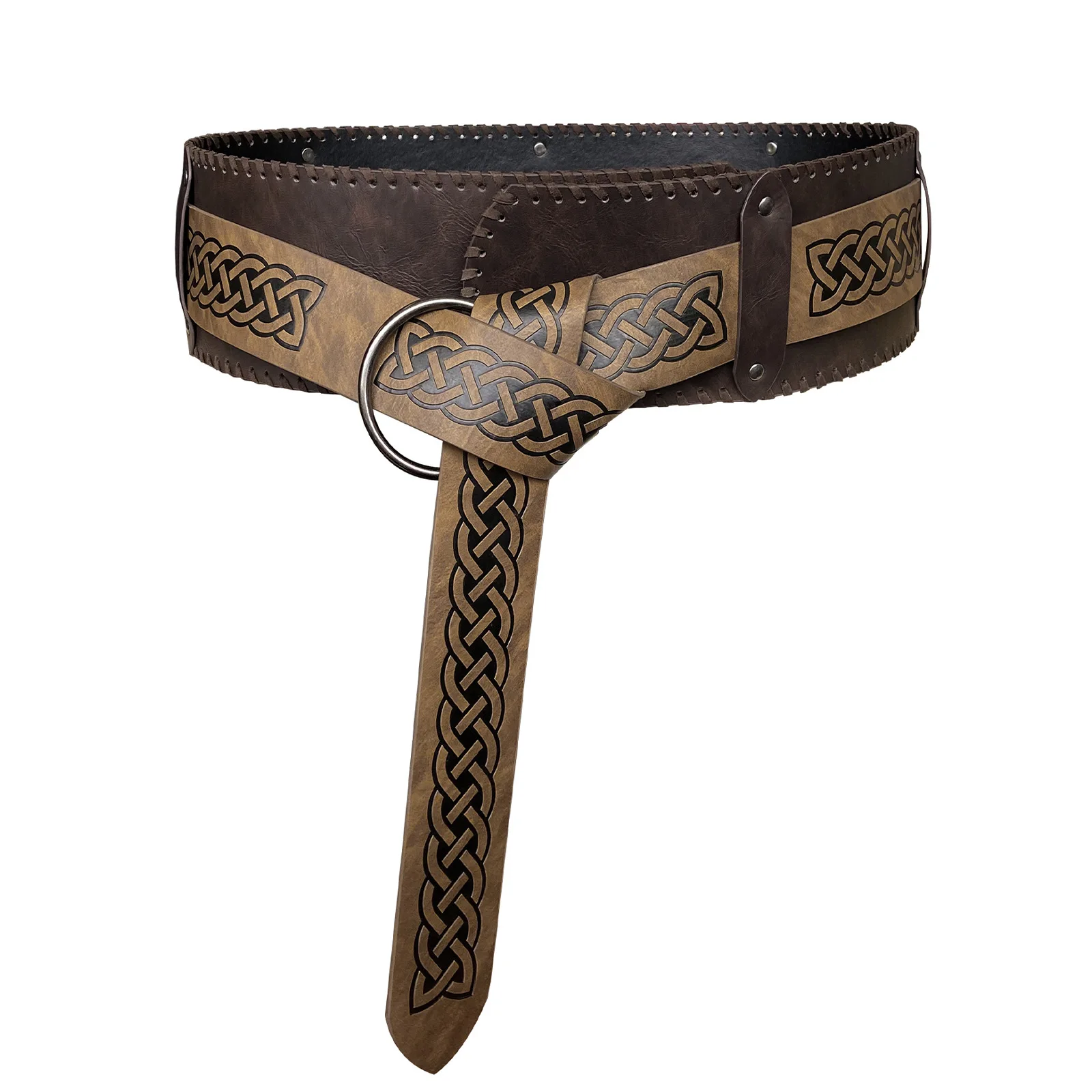 Cinto de couro viking renascentista para homens, cinto celta medieval, aventura guerreiro em relevo, acessório fantasia cosplay