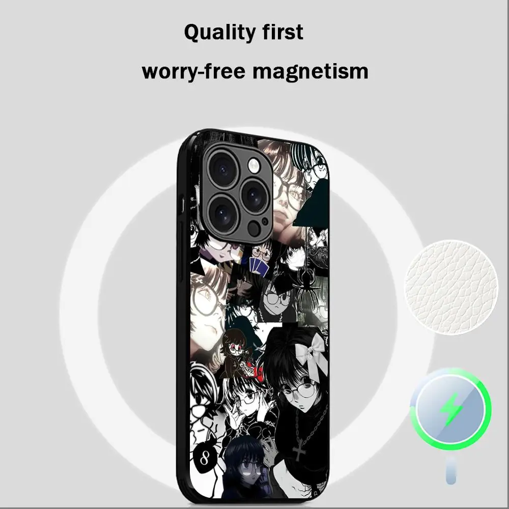 Shizuku hxh مثير اليابان أنيمي فتاة جراب هاتف آيفون 16 15 14 13 12 11 زائد برو ماكس الراقية الفاخرة Magsafe جلد الغنم