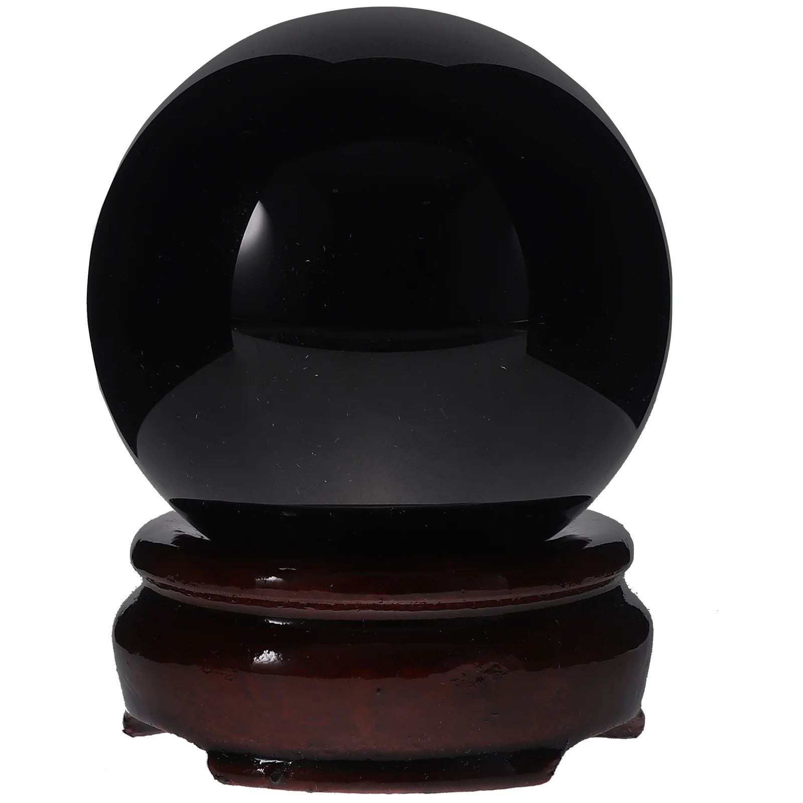 

1Set Exquisite Black Crystal Ball Made of Obsidian with Wooden Base Stand Desktop Decorative Ornament for Room Decor