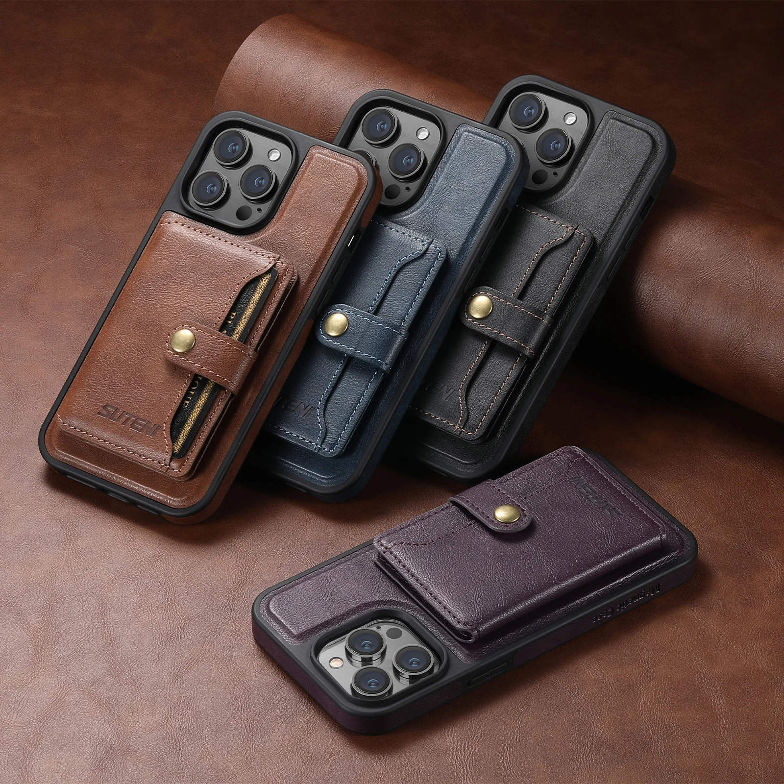 2 in 1 Removable Card Wallet Strong Magnet Case For iPhone 12 13 14 15 16 17 Pro Max Vintage Leather Phone Holder Stand Cover