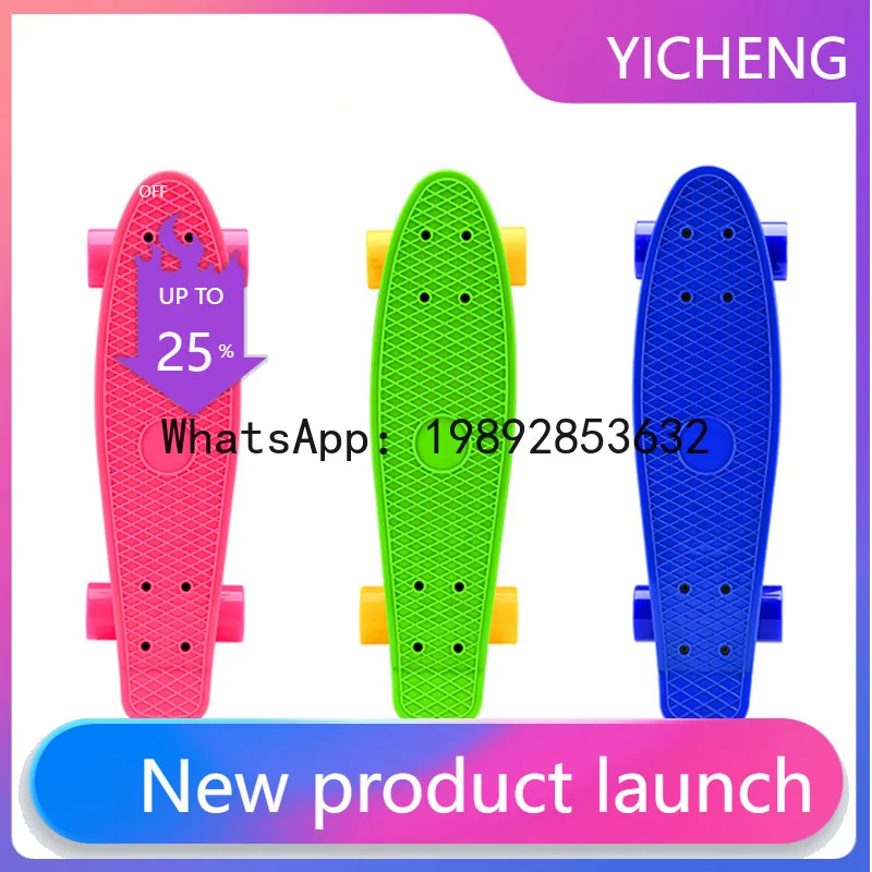 

HB22 inch plastic fish board skateboard single rocker skateboard color fish board