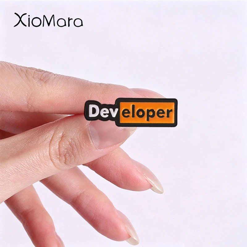 Cartoon Programmer Developer Badge Warning Enamel Pins Fashion Lapel Metal Brooches Backpack Clothes Jewelry Gift for Friends