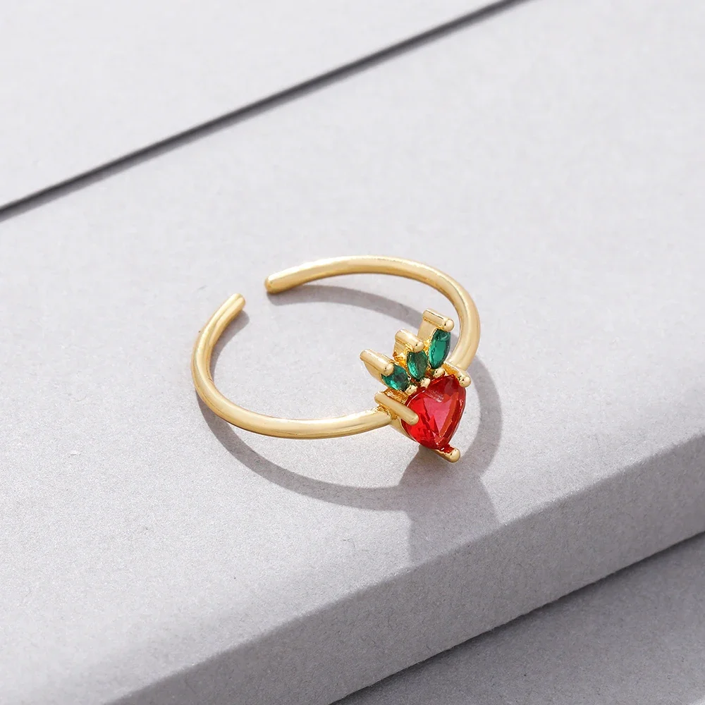 2024 Lost Lady Creative Fashion INS Fruit Ring Popular Cute Pineapple Peach Grape Lady Ring Alloy Jewelry Wholesale Direct Sales