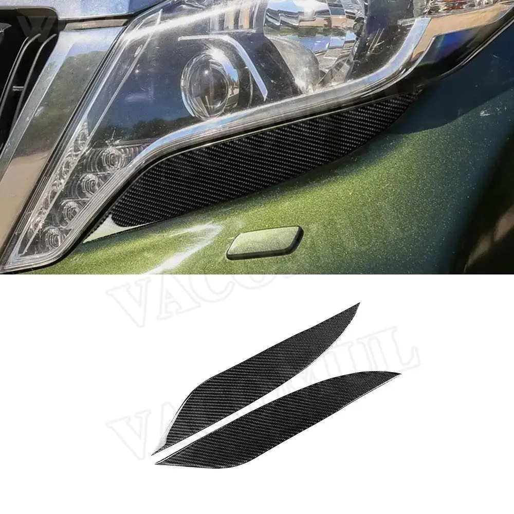 

Carbon Fiber Front Lamp Headlight Lower Eyelids Trim Cover Stickers For Toyota Land Cruiser Prado 2014-2017 Exterior Accessories