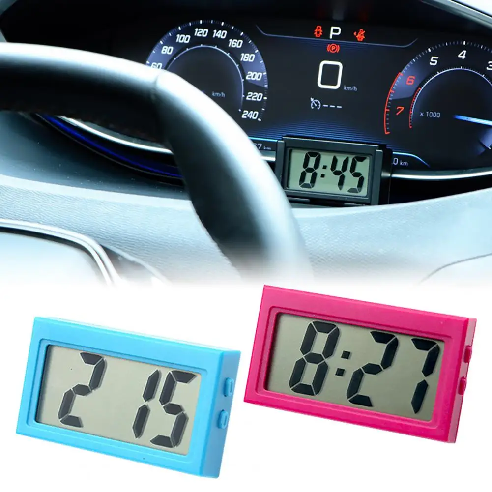 Electronic Clock Self-adhesive Mini LCD Display Large Screen Table Dashboard Desk Digital Clock for Home Car Digital Clock