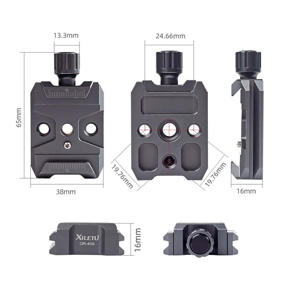 Aluminum Alloy Quick Release QR Plate Clamp with Arca QR Plate Slot 3/8-inch & 1/4-inch Screw Hole for DJI RS2/RSC2/RS3 QR Plate