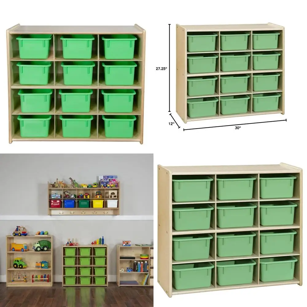 

Шкаф для хранения Greenguard Gold Certified Lime Green с 12 ячейками для детских художественных принадлежностей и организации вещей