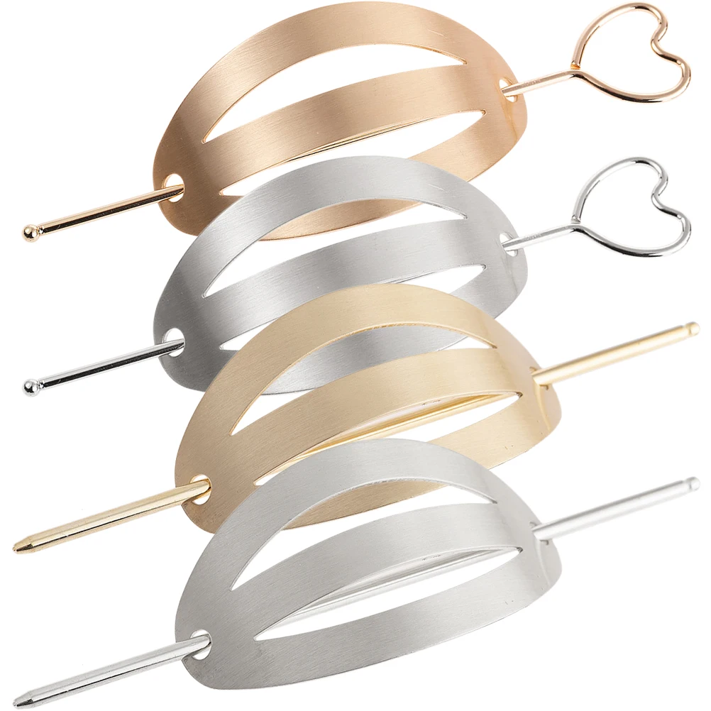 

Love Hairpin Silver Sliver Clips Bun Holder Ponytail Cuffs Metal Hair Stick Women Pins For Buns Chignon Pin Girls Hairstyles