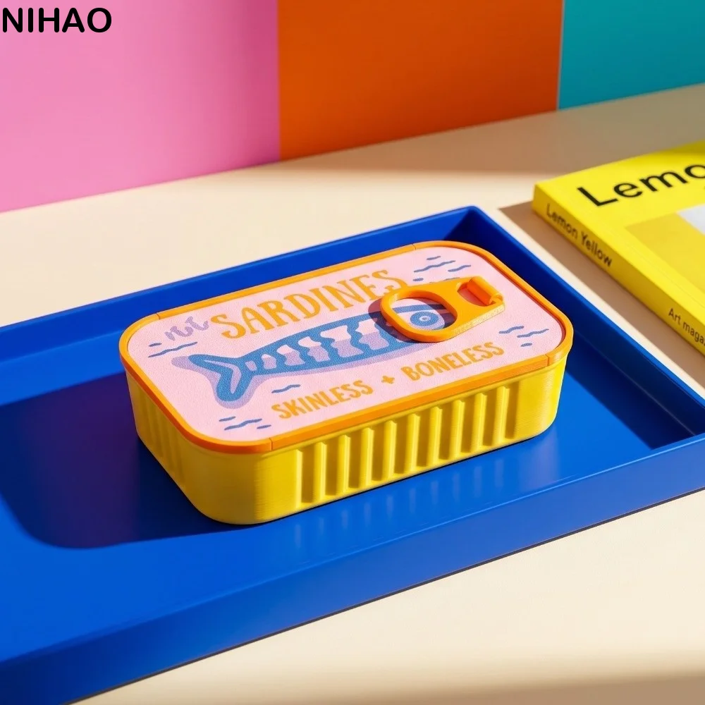3D Printed Sardine Tin Jewelry Box Durable Creative Necklace and Earring Storage Box Multi Functional Decorative