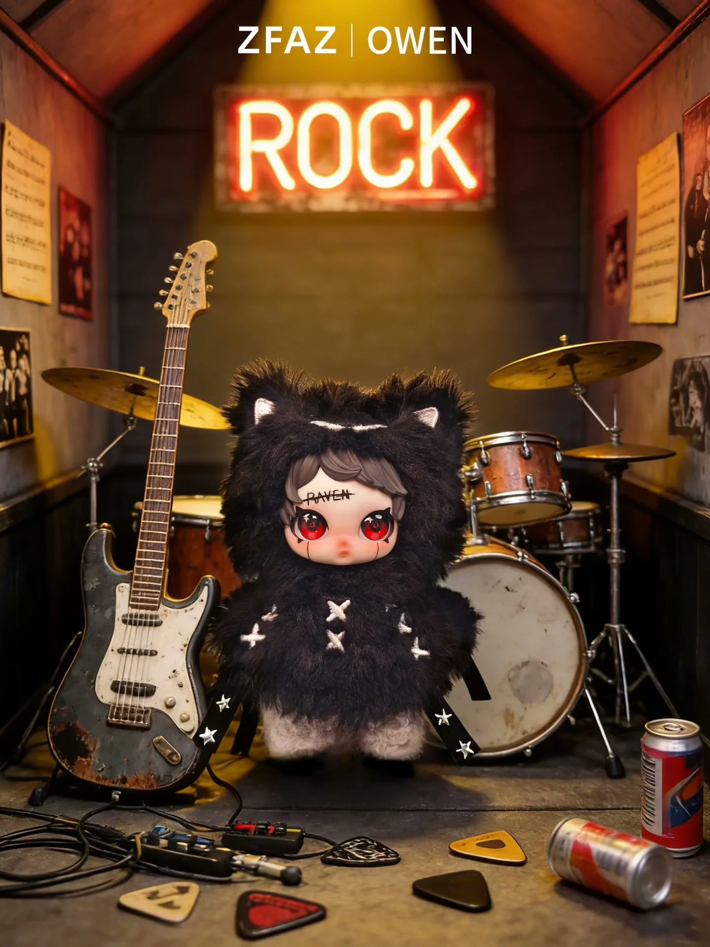 Owen Blind Box V2 Serie Rock Star Figura de Anime Kawaii Muñeco de Peluche Caja Misteriosa Bolsa Sorpresa Coleccionable Llavero Colgante Juguete Regalo