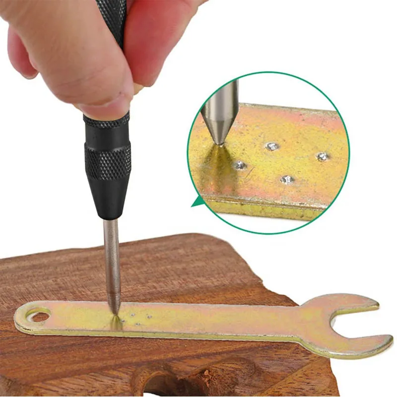 Semi-Automatic Center Punch High Hardness Metal Spring Window Breaker Dotting Tool With Cap Carpenter Positioner