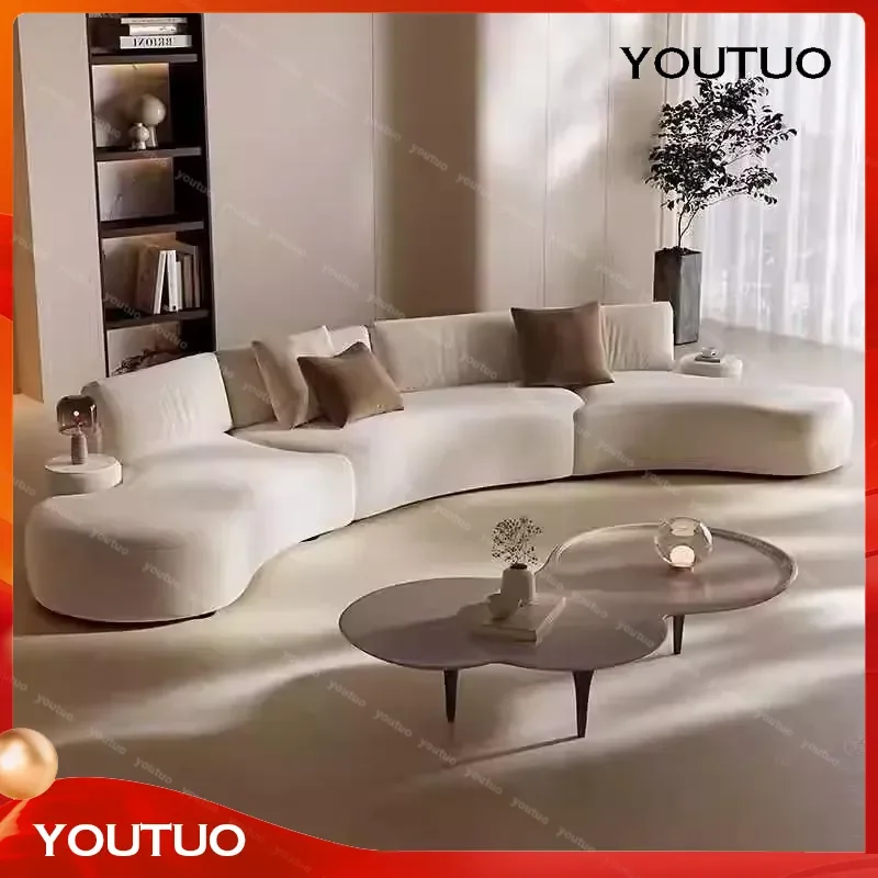  Wabi Stillwind Curved Module Fabric Sofa Group Large Flat Floor Living Room Italian Minimalist Cream Wind Special-shaped