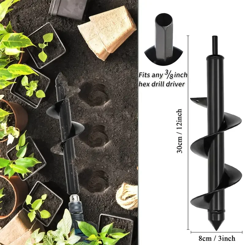 7 dimensioni giardino coclea punta da trapano strumento foro a spirale scavatrice trapano a terra trapano a terra per piantare semi giardinaggio recinzione fioriera