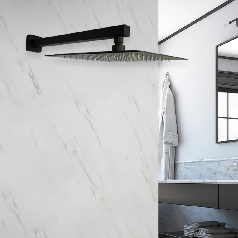 High Quality 8/10/12 Inch Square Stainless Steel High Pressure Rain Shower Head Large Flow Pressurized Bathroom Shower