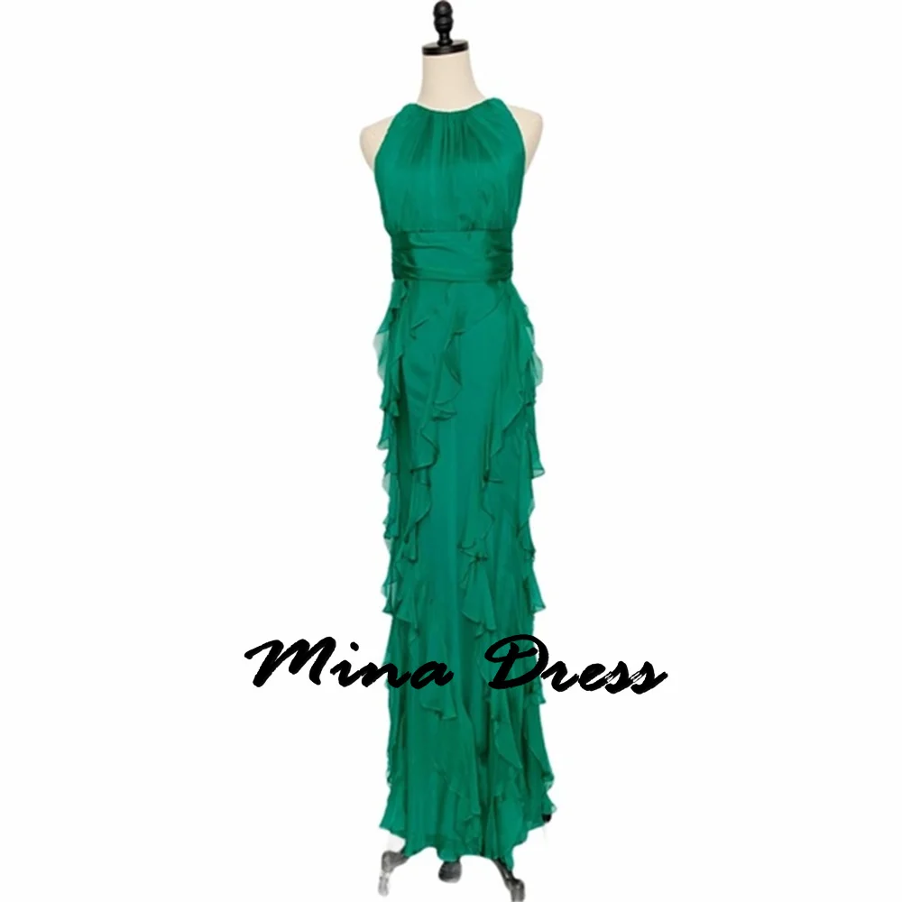 Mina Customized Ruffle Evening Dresses Woman Elegant Womens Party Dresses for Formal Occasions Round Neck Sleeveless Prom Dress