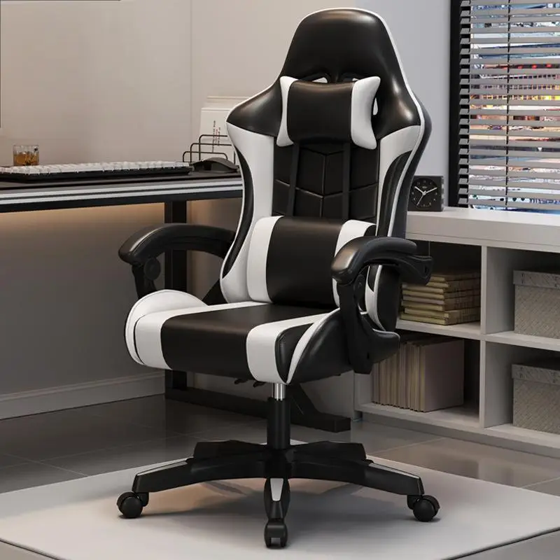 

Modern PVC Leather Gaming Chair with Ergonomic Tilt-Lift & Foldable Swivel Function Iron Metal Frame Home Office Chair