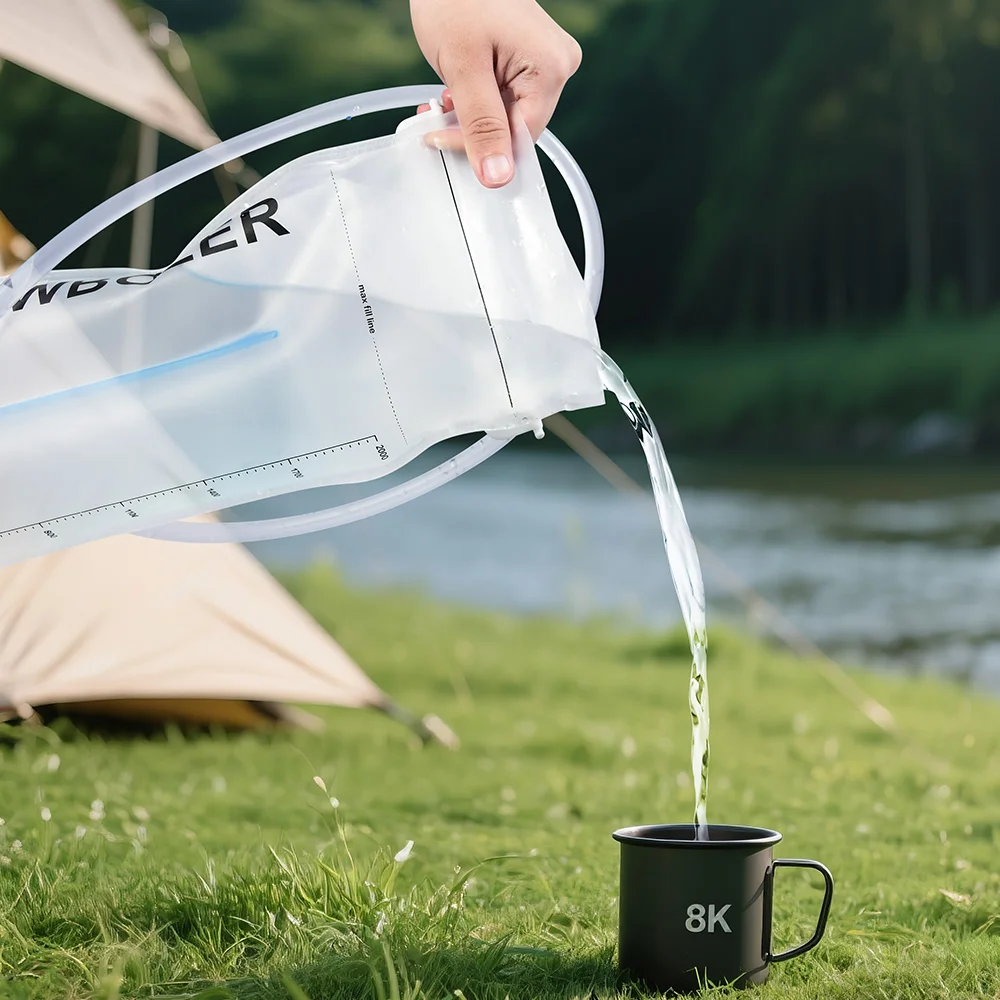 NEWBOLER Wasserblase Trinkrucksack 2L Kapazität PEVA Wasserbeutel Reservoir zum Laufen Radfahren Trinkwasser Aufbewahrungstasche – Detail 10