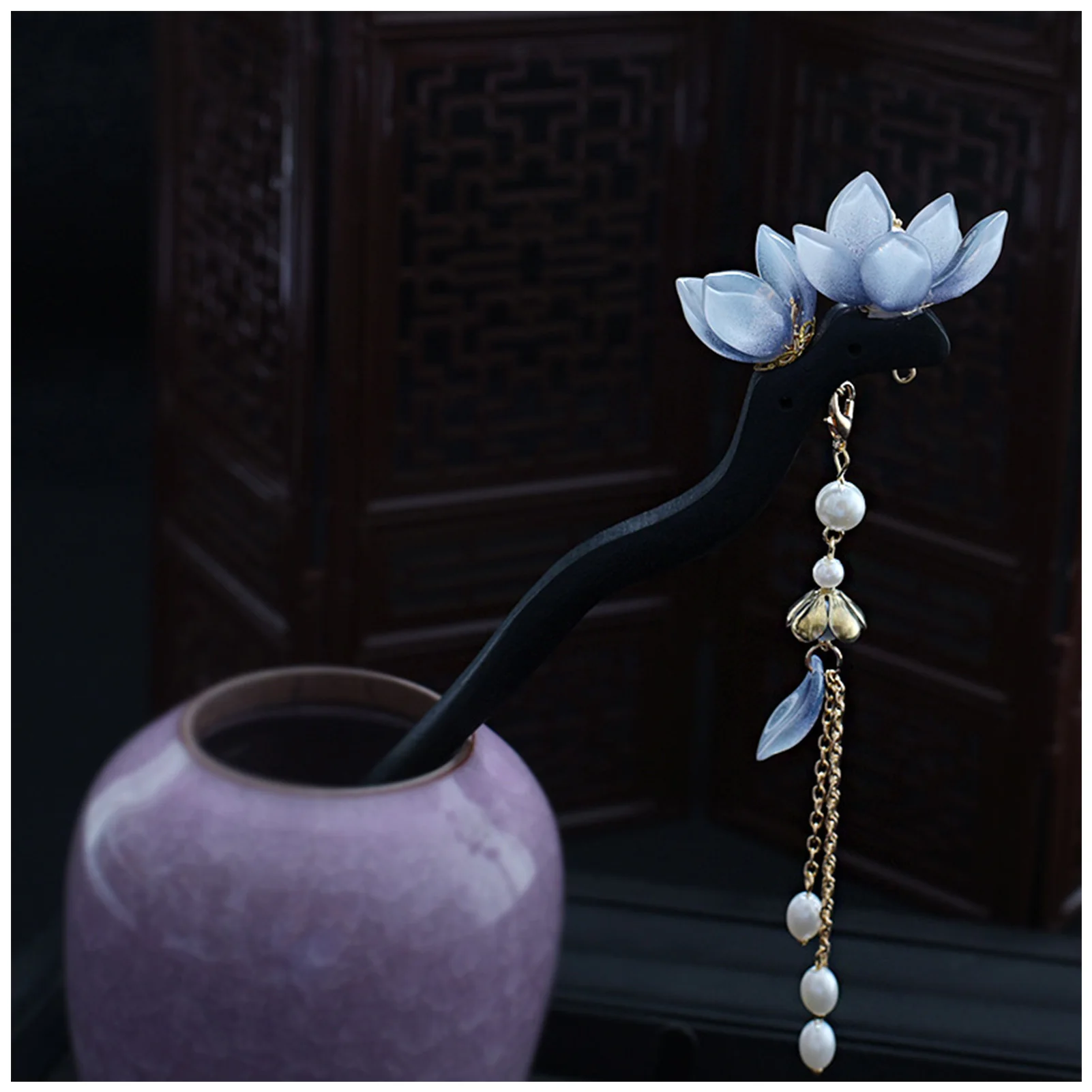 

Ретро-шпильки для волос с цветочным узором, винтажные деревянные заколки с бахромой, винтажные жемчужные вилки для волос, украшения для волос для женщин