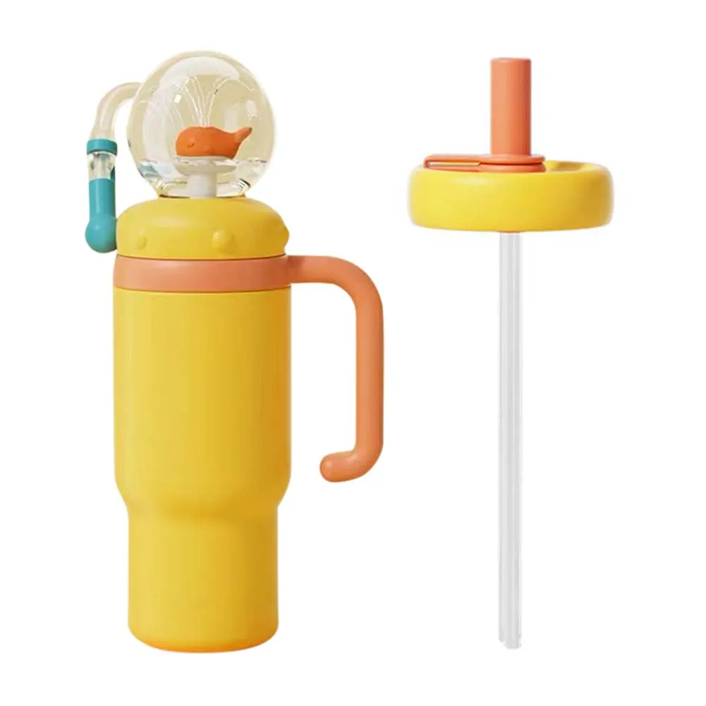 

Stainless Steel Drinking Cup with Handle Whale Squirt Water Cup Leak Proof Water Bottle with Straw for Kids Teens and Adults