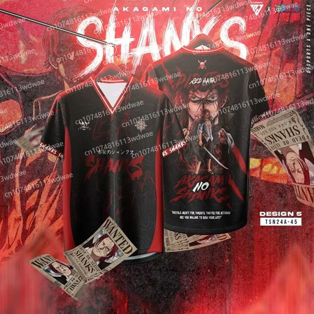 انمي ياباني قطعة واحدة قصيرة الأكمام جيرسي للجنسين لوفي ايس زورو وايتبيرد شانكس تي شيرت مطبوع الصيف فضفاض سترة رياضية علوية