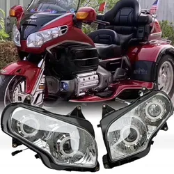 エンジェルアイハロー付きオートバイヘッドライト,ゴールドウイング1800 2001-2010,goldwing gl 1800,フロントライトアセンブリ