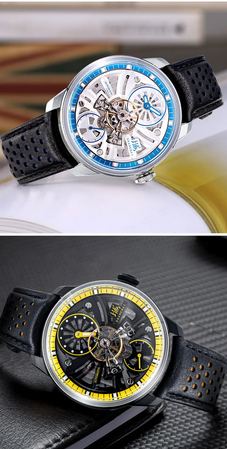 Fashion Watch Men's Mid Center Balance Wheel Fully Automatic Mechanical Watch Dome Sky Wheel
