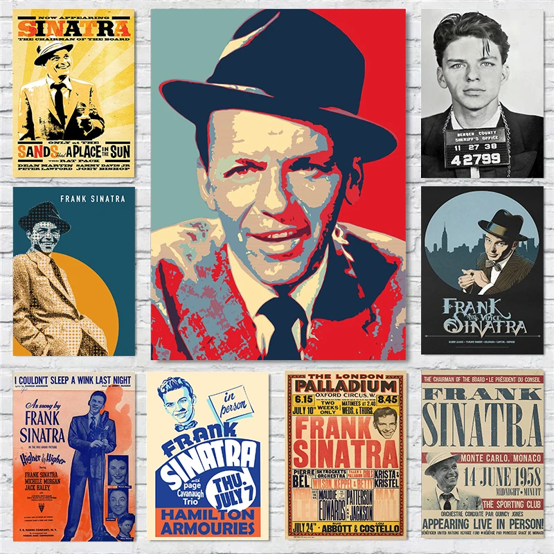 Frank Sinatra Retro Jazz Music Mugshot Pop Vintage Singer Poster HD Printed Canvas Painting Wall Art Pictures Home Decor Gift