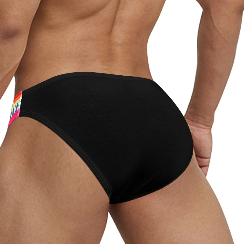 Slip arcobaleno a forcella alta a vita bassa da uomo Borsa convessa Intimo traspirante in cotone Slip boxer vestibilità comoda