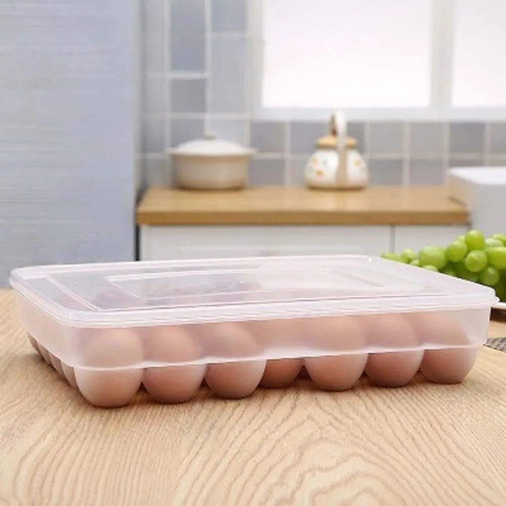 24 شبكة/34 شبكة البيض صينية تخزين حاوية علب غطاء الفضاء التوقف الثلاجة حامل البيض البلاستيكي تكويم الغذاء المنظم