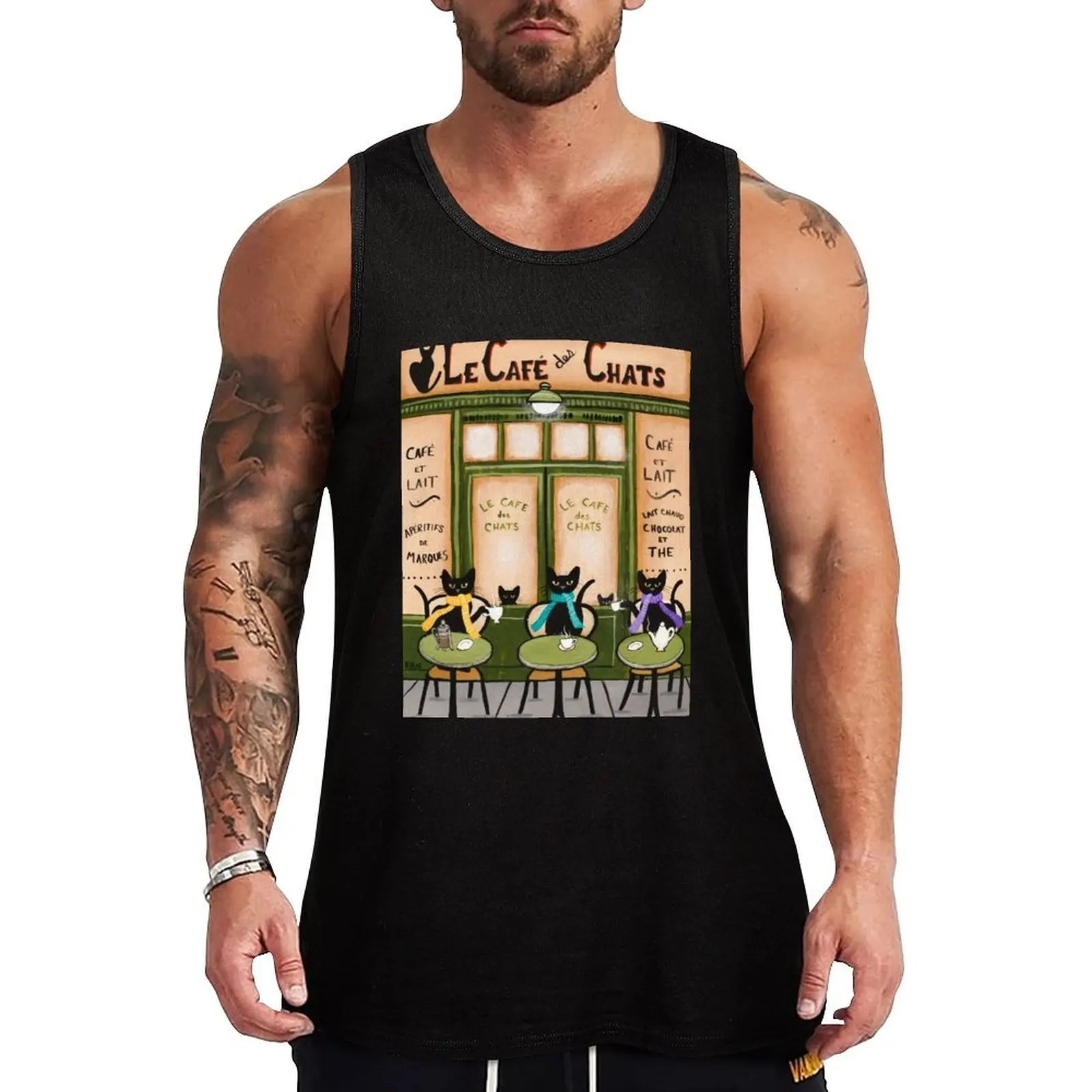 

Le Cafe des Chats Tank Top Male clothes Japanese t-shirt bodybuilding t shirt Men's singlets