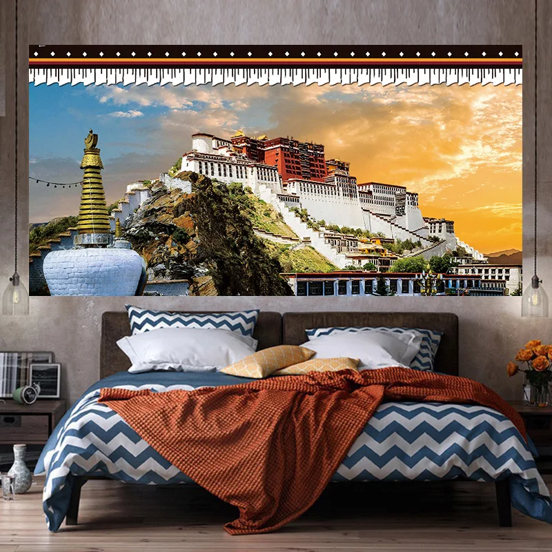 Potala PalaceTapestry Hanging Cloth Tibetan Living Room Wall Bedroom Landscape Hanging Painting Room Decor Aesthetic Posters