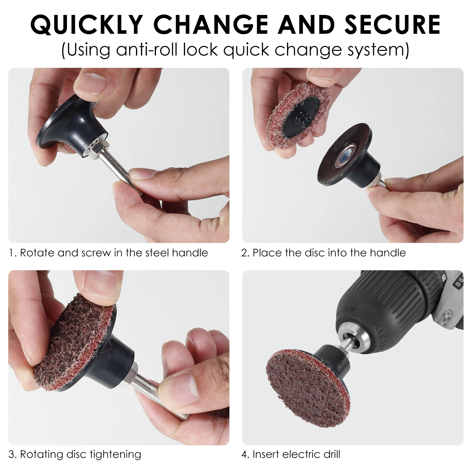 Набор нейлоновых шлифовальных дисков, 90 шт., 2 дюйма, быстросменная шлифовальная машина, шлифовальный круг с держателем 1/4 дюйма, тонкий, средний, грубый, износостойкий