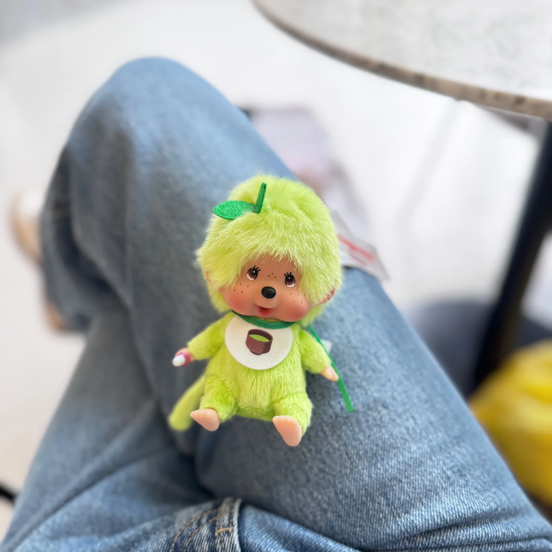 Fruit green apple cartoon cute Mengqiqi plush keychain small pendant plush doll bag accessories gift