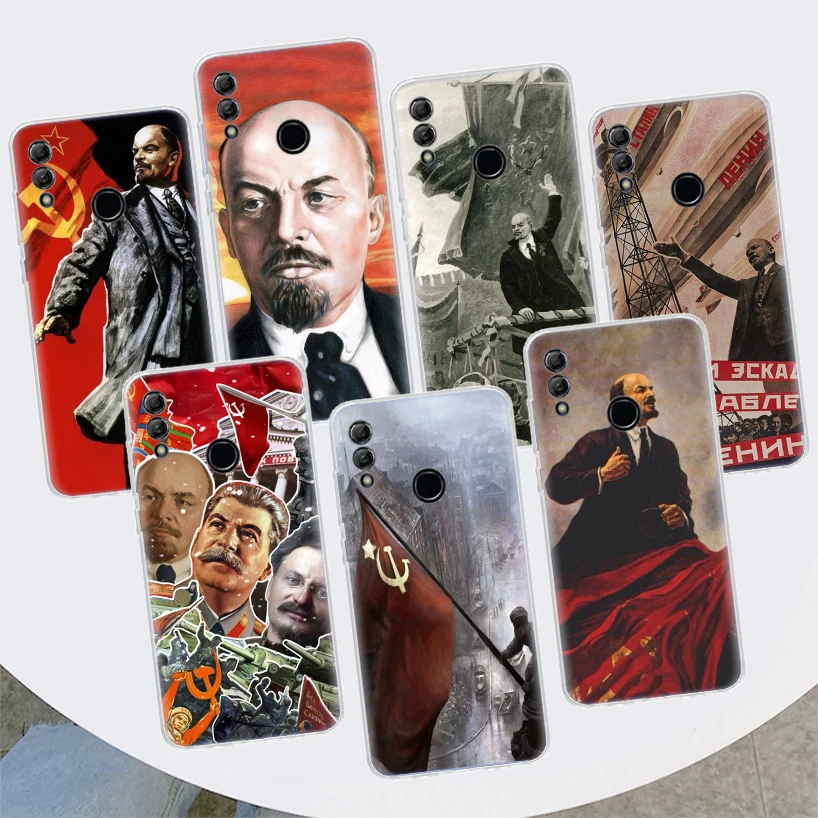 Lenin Soviet Union Flag Cover Phone Case For Huawei Y5 Y6 Y7 Y9S P Smart Z 2021 2019 Honor 10 Lite 9 20 9X 8S 8X 8A Pro 20i Coqu