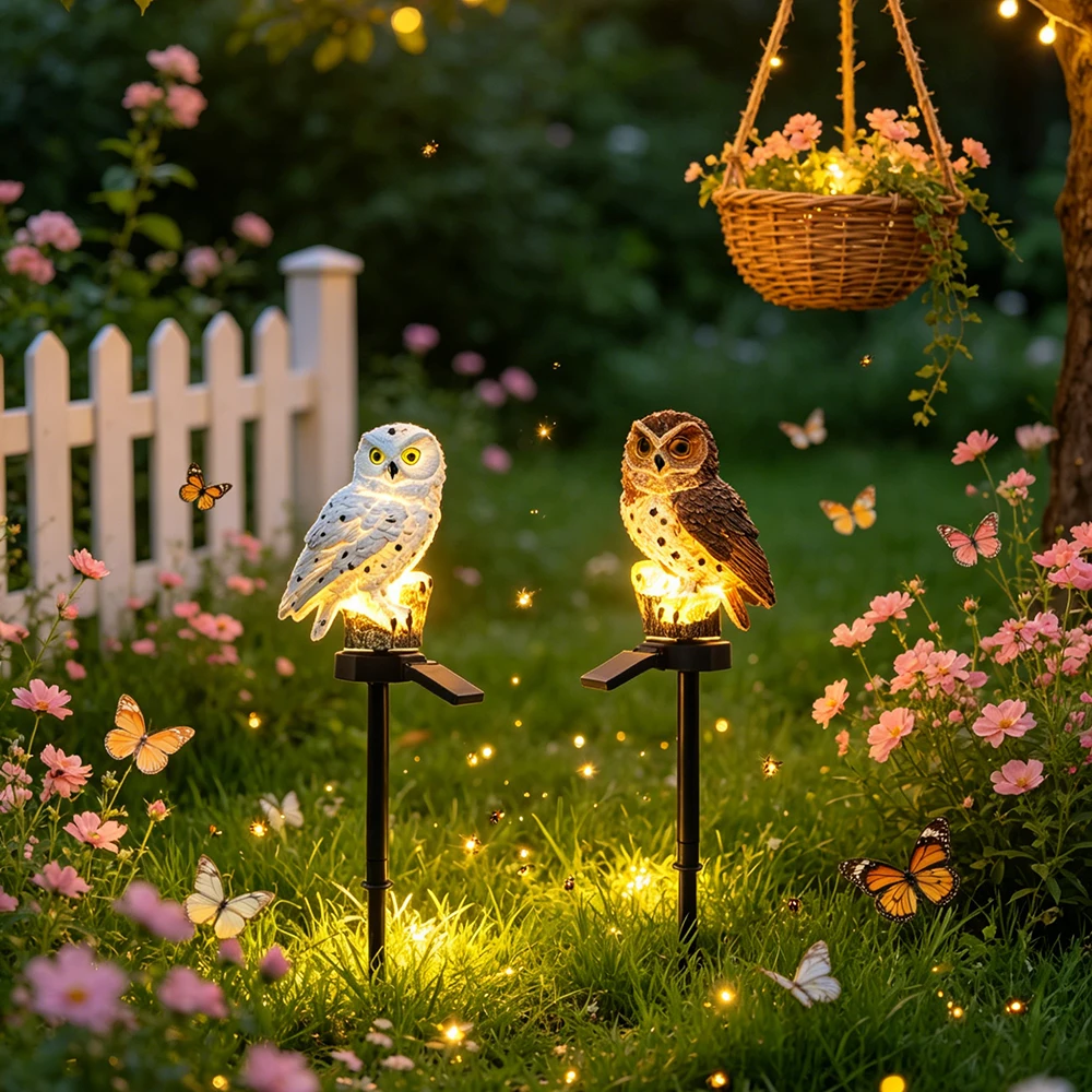Owl Solar Light, Resin Owl Ground Plug Light, LED Garden Lights Night Lawn Lamp Outdoor Yard Lighting Lawn Landscape Lights view 3