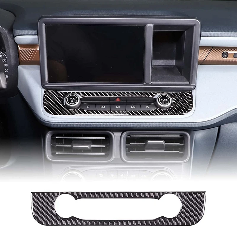 Central Control Multimedia Knob Button Frame Cover Trim For Ford Maverick 2022 2023 Accessories - Soft Carbon Fiber